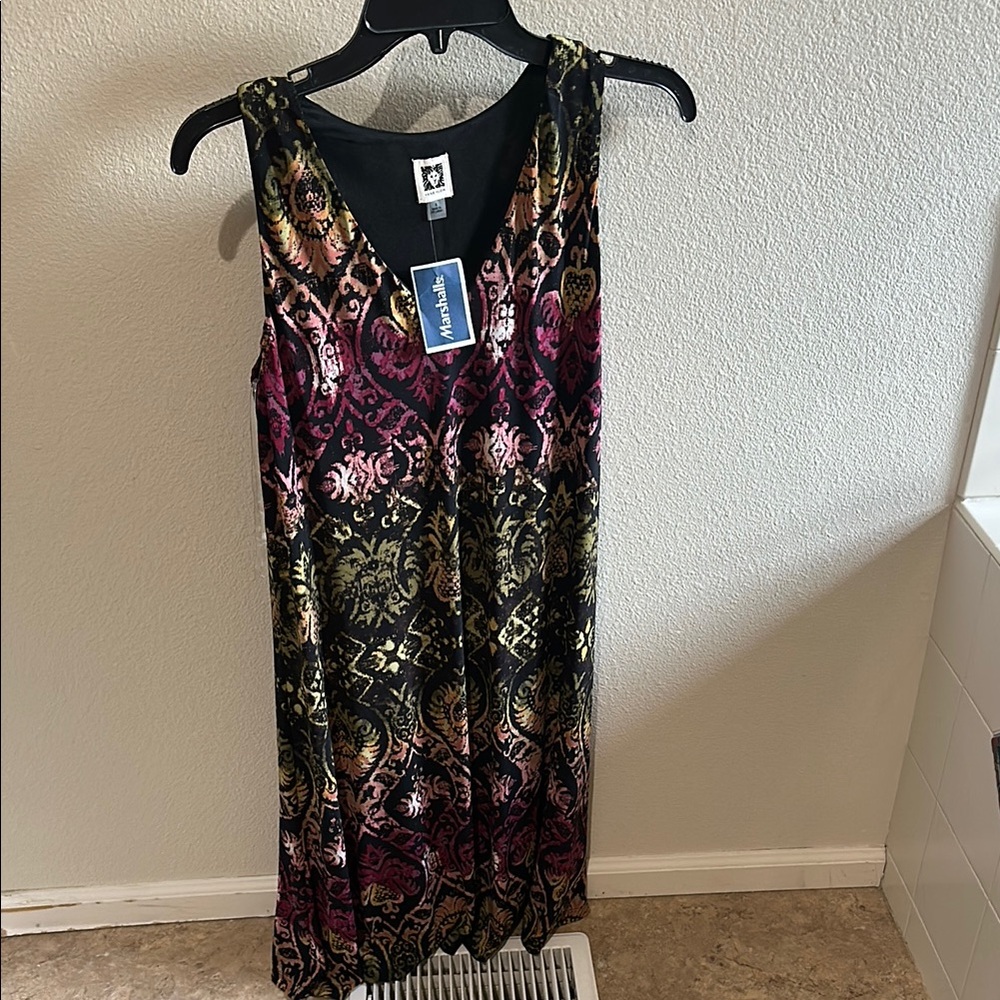 Anne Klein Multicolored V-Neck Sleeveless Midi Sundress